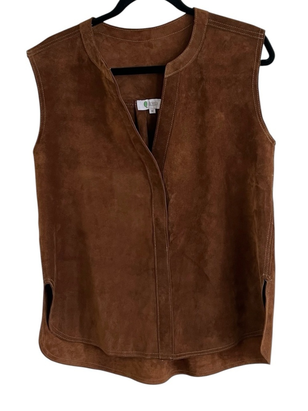 EQ Wear Tan 100% Suede Leather Sadie Top Medium